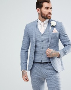 Супероблегающий пиджак в клеточку ASOS Wedding - Синий