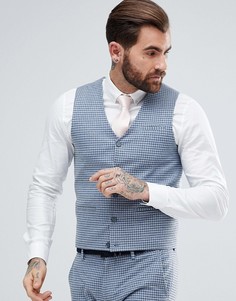 Супероблегающий жилет в клетку ASOS Wedding - Синий