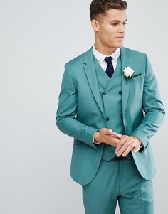 Зеленый приталенный пиджак из 100% шерсти ASOS - Зеленый