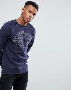 Свитшот с винтажным принтом Jack &amp; Jones Vintage - Темно-синий