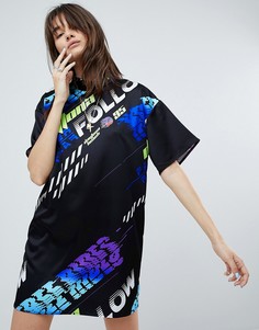 Свободное платье с графическим принтом ASOS - Черный