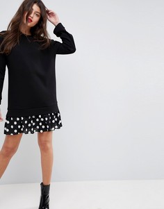 Платье 2 в 1 с подолом в горошек ASOS - Мульти
