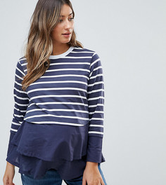 Темно-синий двухслойный топ в полоску с длинными рукавами ASOS Maternity NURSING - Мульти