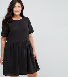 Свободное повседневное платье мини в фактурную клетку ASOS CURVE - Черный