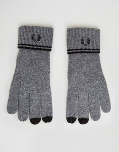 Темно-серые перчатки с добавлением овечьей шерсти и отделкой Fred Perry - Серый