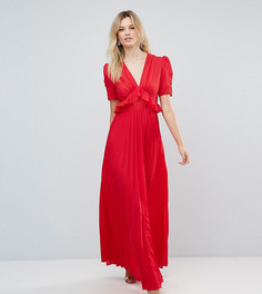 Чайное платье макси с плиссировкой ASOS TALL - Красный