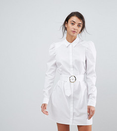 Платье-рубашка мини с поясом ASOS TALL - Белый