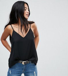 Двухслойный свободный топ на бретелях ASOS PETITE - Черный