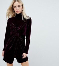 Бархатное платье мини с длинными рукавами и высоким воротником Fashion Union Petite - Фиолетовый