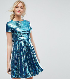 Короткое приталенное платье с двухцветными пайетками TFNC Tall - Синий