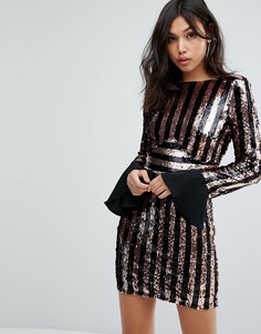 Платье в полоску с пайетками Boohoo - Мульти