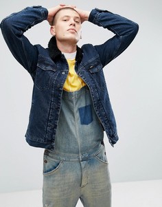 Синяя джинсовая куртка на меховой подкладке Wrangler - Синий