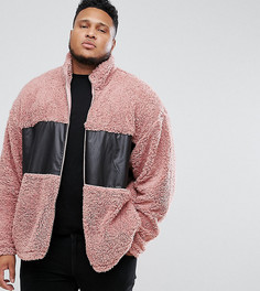 Свободная спортивная куртка из искусственной цигейки ASOS PLUS - Розовый