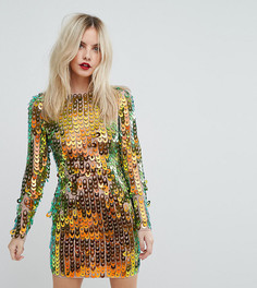 Платье мини с вырезом и отделкой ASOS PETITE - Розовый