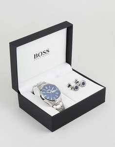 Часы из нержавеющей стали и синие запонки в подарочном наборе BOSS By Hugo Boss - Синий
