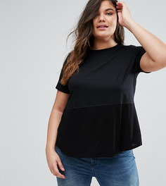 Футболка с контрастной вставкой в рубчик ASOS CURVE - Черный