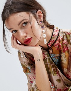 Серьги-подвески с камнями и искусственным жемчугом ASOS - Мульти