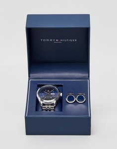 Набор из серебристых часов и запонок Tommy Hilfiger - Серебряный