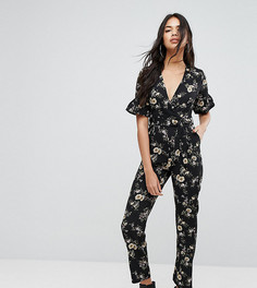 Комбинезон с цветочным принтом PrettyLittleThing - Черный