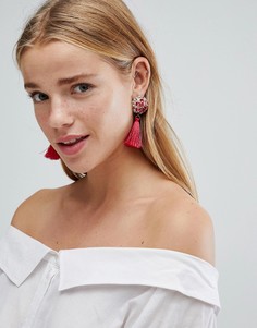 Серьги с кисточками и камнями ASOS - Розовый