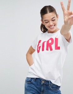 Футболка с принтом Girl ASOS - Белый