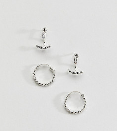 Набор из 2 пар серебряных серег ASOS - Серебряный
