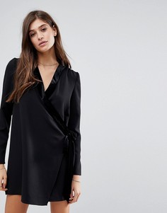 Бархатное платье мини с запахом Vero Moda - Черный