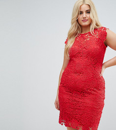 Платье миди из кроше с высоким воротом Paper Dolls Plus - Красный