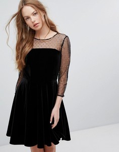 Приталенное платье со свободной юбкой и принтом в горошек с эффектом металлик Jack Wills - Черный