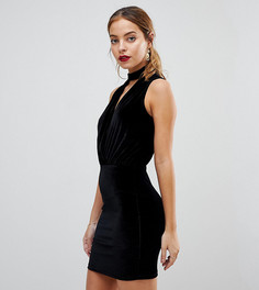 Бархатное облегающее платье ASOS PETITE - Черный