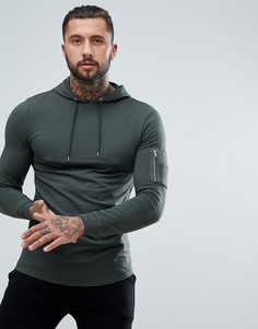 Худи удлиненного обтягивающего кроя с карманом ASOS MA1 - Зеленый