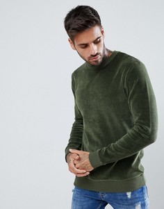 Обтягивающий велюровый свитшот ASOS - Зеленый