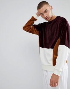 Свободный велюровый свитшот колор блок ASOS - Красный