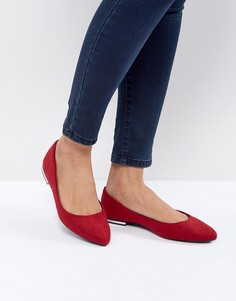 Туфли из искусственной замши на плоской подошве с заостренным носком New Look - Красный
