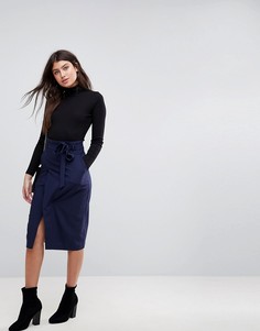Юбка-карандаш с поясом оби ASOS Tailored - Темно-синий