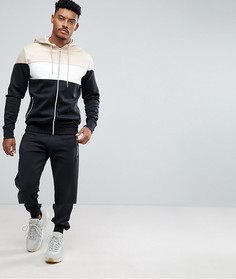 Спортивный костюм скинни с черной и светло-бежевой отделкой boohooMAN - Мульти