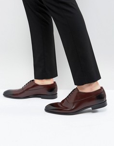 Бордовые кожаные оксфордские туфли на шнуровке HUGO - Красный