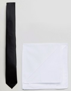 Подарочный комплект с галстуком и платком для нагрудного кармана Jack &amp; Jones - Черный