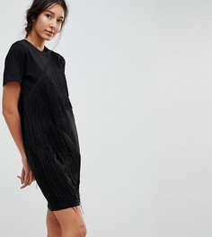 Платье-футболка мини с бахромой ASOS TALL - Черный