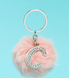 Эксклюзивный брелок для ключей с помпоном и буквой Skinnydip - Буква С - Мульти