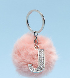 Эксклюзивный брелок для ключей с помпоном и буквой Skinnydip - Буква J - Мульти