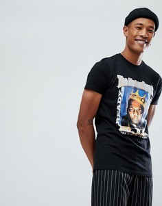 Длинная футболка с блестящим принтом ASOS - Черный