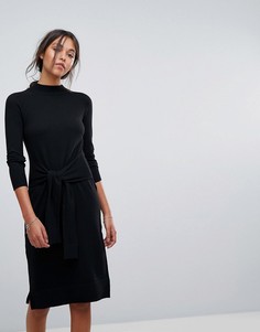 Трикотажное платье с поясом Esprit - Черный