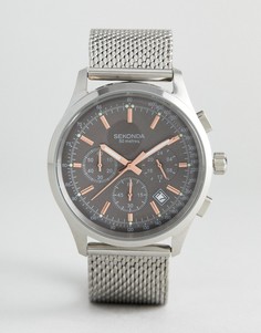 Серебристые часы с хронографом и сетчатым браслетом Sekonda - Серебряный