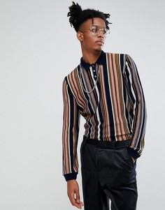 Темно-синее поло в вертикальную полоску ASOS - Темно-синий