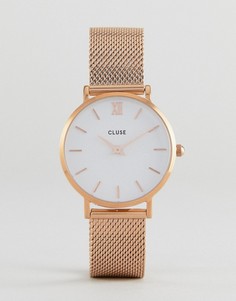 Золотисто-розовые часы с сетчатым ремешком CLUSE CL30013 Minuit - Золотой