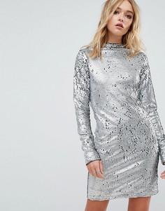 Платье с высоким воротом и пайетками Cheap Monday - Серебряный