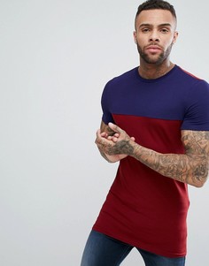 Длинная обтягивающая футболка с контрастной кокеткой ASOS - Мульти
