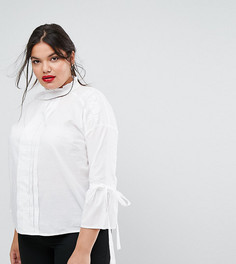 Блузка с высоким воротником и завязками Simply Be - Белый