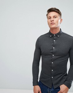 Трикотажная рубашка узкого кроя Jack &amp; Jones Premium - Серый